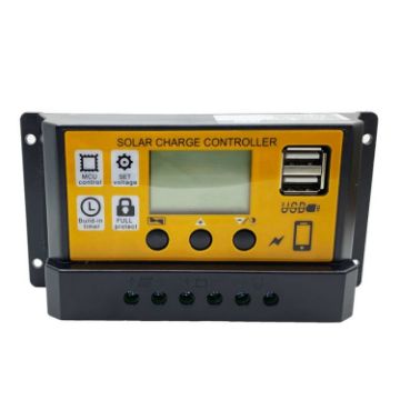 10A 12V/24V Solar Controller with Light Time Control and USB - 1