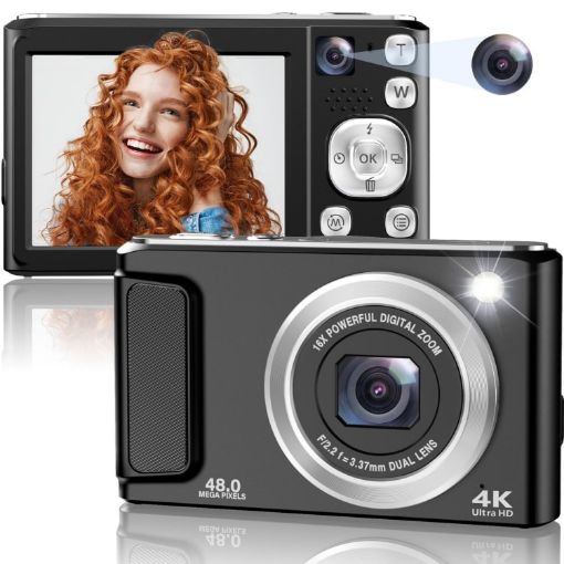 DC308 4K HD Dual-Camera Digital Camera EU Plug (Black) - 1
