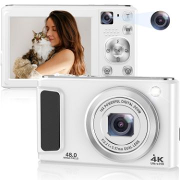 DC308 4K HD Dual-Camera Digital Camera EU Plug (White) - 1