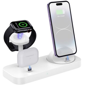 White B25 8 Pin Charging Stand for Apple Watch/AirPods - 1