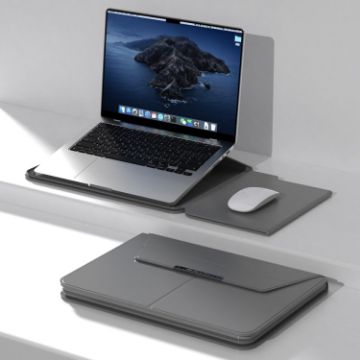 Multifunctional Laptop Stand Split Liner Bag, Size 13-14 inch (Grey) - 1