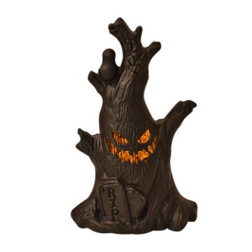 Halloween Ghost Face Tree Stump Lantern LED Candle Lights - 1