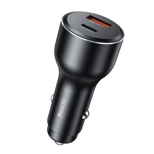 Yesido Y65 PD100W Type-C + QC18W USB Super Fast Car Charger - Black - 1