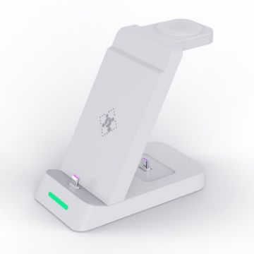 White B20 18W Type-C 3-in-1 Charging Stand for Samsung Watch/Galaxy Buds - 1