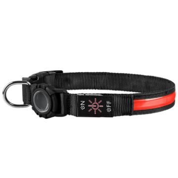 AirTag Dog Collar LED Waterproof Quick Release Collar, Size S Red - 1