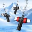 2 in 1 Flower Pattern Type-C & 8 Pin Audio Adapter with Lanyard - Blue Black - 2