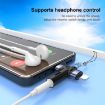 2 in 1 Flower Pattern Type-C & 8 Pin Audio Adapter with Lanyard - Blue Black - 5