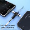 2 in 1 Flower Pattern Type-C & 8 Pin Audio Adapter with Lanyard - Blue Black - 6