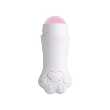 Rose Quartz Face Oil Absorbing Roller Volcanic Stone Facial Skin Repair Cleansing Massager - 1