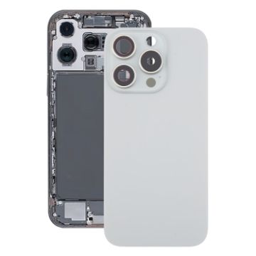 iPhone 16 Pro Max Glass Battery Back Cover with Camera Lens - Silver - 1