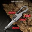 Multifunctional Titanium Keychain Mini Folding Knife with 2 Titanium Ring - 4