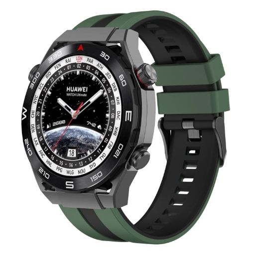 Huawei Watch Ultimate 22mm Silicone Band - Olive Green+Black - 1