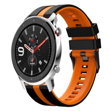 Amazfit GTR 4 22mm Silicone Watch Band - Black+Orange - 1