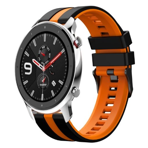 Amazfit GTR 4 22mm Silicone Watch Band - Black+Orange - 1