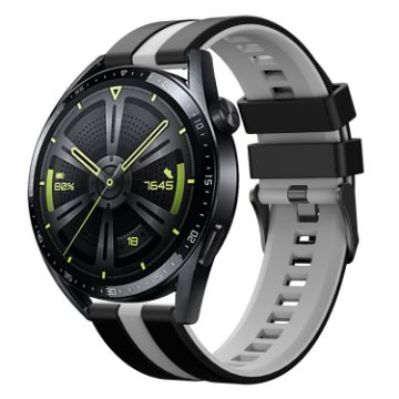 Amazfit Balance 22mm Two-Color Sports Silicone Watch Band - Black+Grey - 1