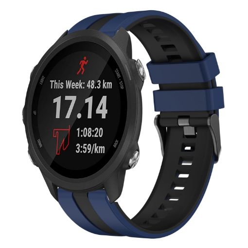 Garmin Forerunner 245 20mm Silicone Watch Band Blue+Black - 1