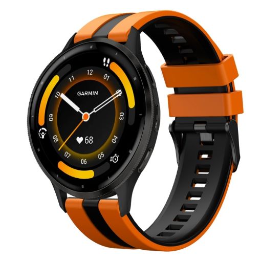 Garmin Venu 3 22mm Silicone Watch Band - Orange+Black - 1