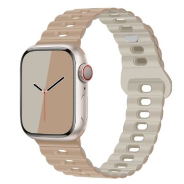 Apple Watch SE 2023 44mm Silicone Watch Band - Milk Tea Rock White - 1