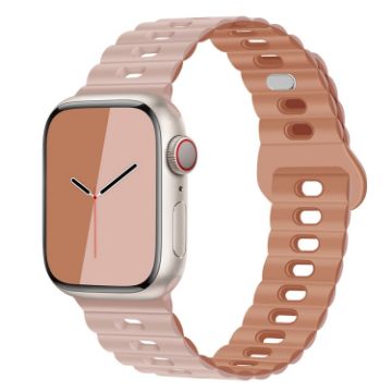 Apple Watch Series 7 41mm Silicone Watch Band - Oxford Pink Rose Gray - 1