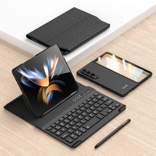 Samsung Galaxy Z Fold4 5G Magnetic Folding Bluetooth Keyboard Leather Case - 1