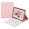 Bluetooth Keyboard Leather Case for Samsung Galaxy Tab A7 10.4 - Pink+White - 1