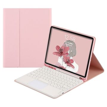 Bluetooth Keyboard Leather Case for Samsung Galaxy Tab A7 10.4 - Pink+White - 1