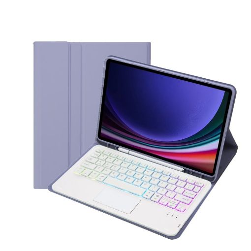 Samsung Galaxy Tab S9 Bluetooth Keyboard Leather Tablet Case (Purple) - 1