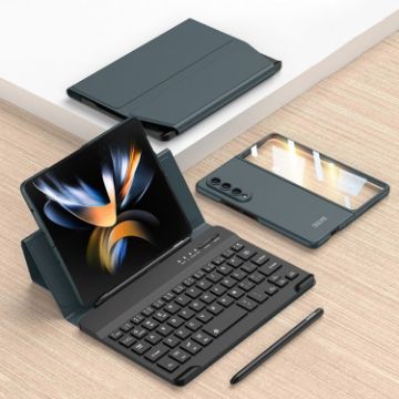 Samsung Galaxy Z Fold4 GKK Magnetic Folding Bluetooth Keyboard Leather Case - 1