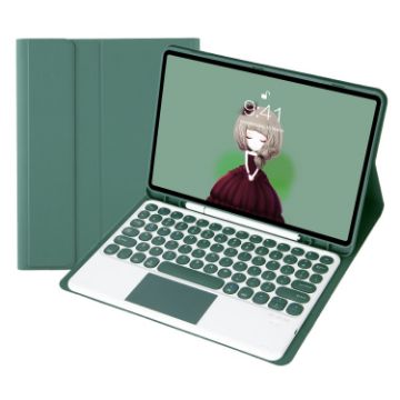 Samsung Galaxy Tab S9 FE Dark Green Bluetooth Keyboard Leather Case - 1