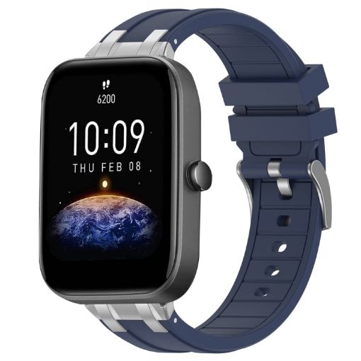 Amazfit Bip3 Pro 20mm Navy Blue Silicone Watch Band - 1