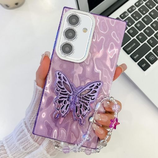 Samsung Galaxy A55 5G Purple Glitter Lens Film Texture Butterfly Phone Case - 1