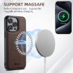 iPhone 15 Suteni H17 Cross Grain Leather MagSafe Wallet Case - Brown - 4