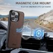 iPhone 15 Suteni H17 Cross Grain Leather MagSafe Wallet Case - Brown - 5