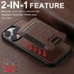 iPhone 15 Suteni H17 Cross Grain Leather MagSafe Wallet Case - Brown - 6