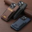 iPhone 15 Suteni H17 Cross Grain Leather MagSafe Wallet Case - Brown - 7
