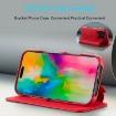 LC.IMEEKE Hon Ancient Series Flip Leather Phone Case for iPhone 15 Pro Max (Red) - 4