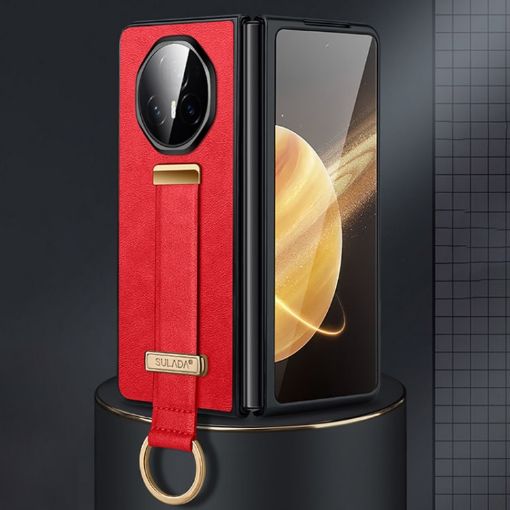 For Honor Magic V3 SULADA PC Leather Texture Phone Case (Red) - 1