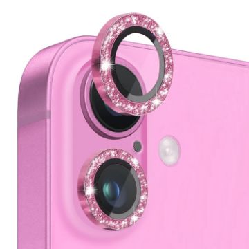 NORTHJO Glitter Camera Lens Protector for iPhone 16/16 Plus - Rose - 1