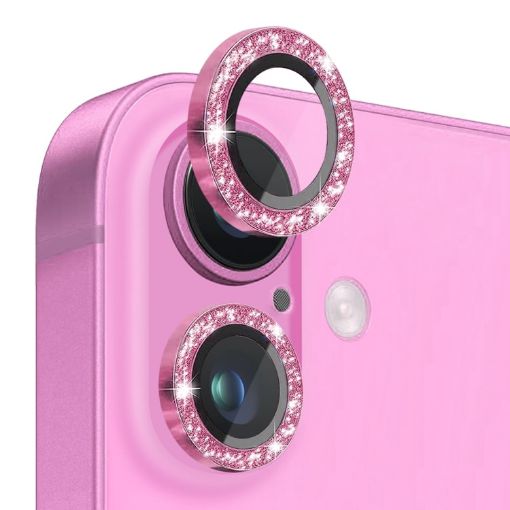 NORTHJO Glitter Camera Lens Protector for iPhone 16/16 Plus - Rose - 1