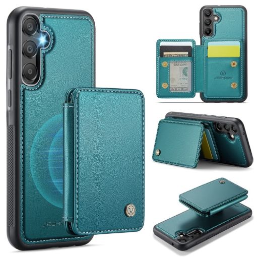 Samsung Galaxy A35 5G JEEHOOD J05 Leather Phone Case (Blue Green) - 1