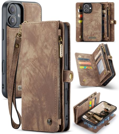 iPhone 16 Plus CaseMe 008 Brown Leather Phone Case - 1