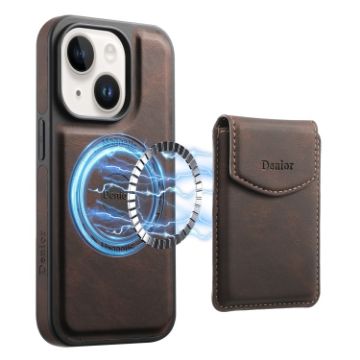 iPhone 15 Denior D19 MagSafe Card Slot Phone Case (Brown) - 1