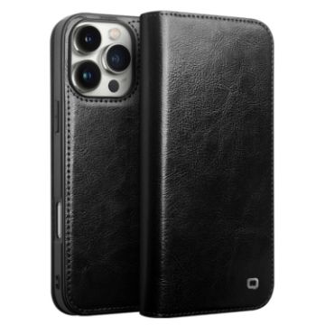 QIALINO Genuine Leather Phone Case for iPhone 16 Pro Max - Black - 1