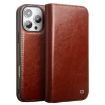 QIALINO Genuine Leather Phone Case for iPhone 16 Pro - Brown - 1