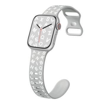 Apple Watch Series 7 41mm Butterfly Buckle Silicone Band - Grey White - 1
