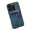 iPhone 16 Pro Max Denior D09 PU Dual Card Slot Back Cover Phone Case Blue - 4