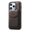 iPhone 15 Pro Denior D20 Skin Feel MagSafe Holder Detachable Card Slot Phone Case - Brown - 4
