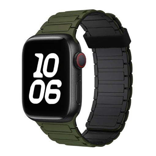 Apple Watch Series 5 40mm Silicone Watch Band Army Green Black - 1