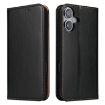 iPhone 16 Fierre Shann PU Leather Phone Case - Black - 1