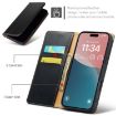 iPhone 16 Fierre Shann PU Leather Phone Case - Black - 4